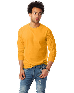 Hanes Tagless ComfortSoft Long Sleeve T-Shirt 5586 | Gold - Front
