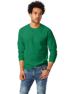 Hanes Tagless ComfortSoft Long Sleeve T-Shirt 5586 | Kelly - Front