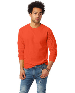 Hanes Tagless ComfortSoft Long Sleeve T-Shirt 5586 | Orange - Front