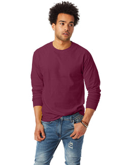 Hanes Tagless ComfortSoft Long Sleeve T-Shirt 5586 | Maroon - Front