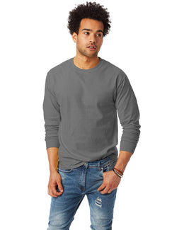 Hanes Tagless ComfortSoft Long Sleeve T-Shirt 5586 | Smoke Gray - Front