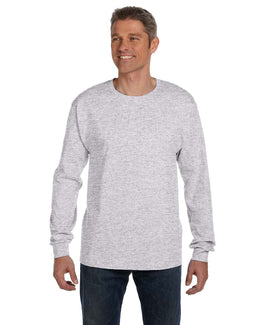 Hanes Tagless Long Sleeve Pocket T-Shirt 5596 | Ash - Front
