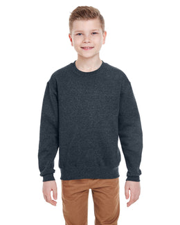 Jerzees Youth Light-Weight Crewneck Sweatshirt 562B | Black Heather - Front