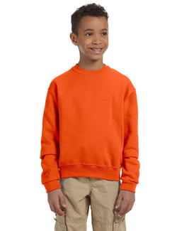 Jerzees Youth Light-Weight Crewneck Sweatshirt 562B | Safety Orange - Front