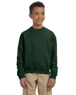Jerzees Youth Light-Weight Crewneck Sweatshirt 562B | Forest Green - Front