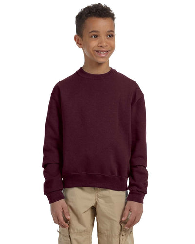 Jerzees Youth Light-Weight Crewneck Sweatshirt 562B | Maroon - Front