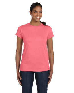 Hanes Ladies ComfortSoft Cotton T-Shirt 5680 | Charisma Coral - Front