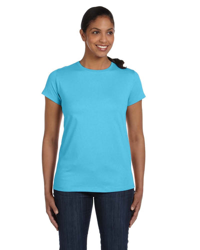 Hanes Ladies ComfortSoft Cotton T-Shirt 5680 | Blue Horizon - Front