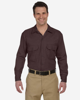 Dickies Long Sleeve Work Shirt 574 | Dark Brown - Front