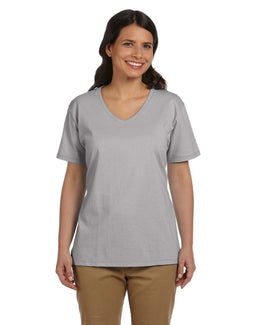Hanes Ladies ComfortSoft V-Neck Cotton T-Shirt 5780 | Light Steel - Front