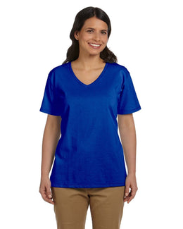 Hanes Ladies ComfortSoft V-Neck Cotton T-Shirt 5780 | Deep Royal - Front