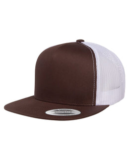 Yupoong Adult 5-Panel Classic Trucker Cap 6006 | Brown/ White - Front