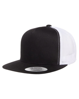 Yupoong Adult 5-Panel Classic Trucker Cap 6006 | Black/ White - Front