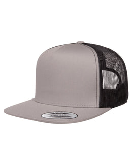 Yupoong Adult 5-Panel Classic Trucker Cap 6006 | Silver/ Black - Front