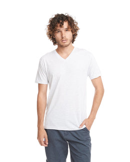 Next Level Mens Triblend V-Neck Tee 6040 | Heather White - Front