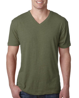 Next Level Mens Triblend V-Neck Tee 6040 | Military Green - Front