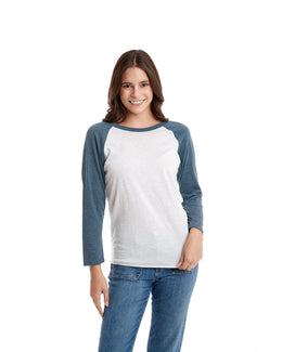 Next Level Unisex Triblend 3/4-Sleeve Raglan Tee 6051 | Ind/ Hthr White - Front