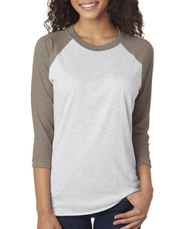 Next Level Unisex Triblend 3/4-Sleeve Raglan Tee 6051 | Ven Gr/ Hthr Wht - Front
