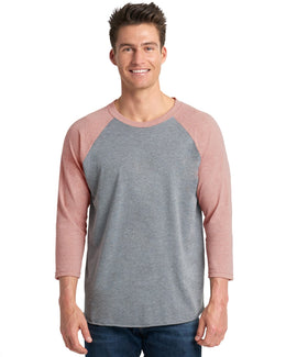 Next Level Unisex Triblend 3/4-Sleeve Raglan Tee 6051 | Dsrt Pnk/ Prm Ht - Front