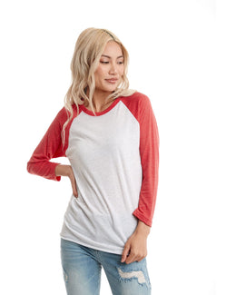 Next Level Unisex Triblend 3/4-Sleeve Raglan Tee 6051 | Vin Rd/ Hthr Wht - Front