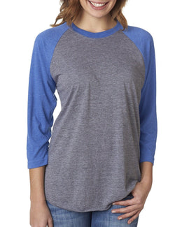 Next Level Unisex Triblend 3/4-Sleeve Raglan Tee 6051 | Vint Ryl/ Pr Htr - Front