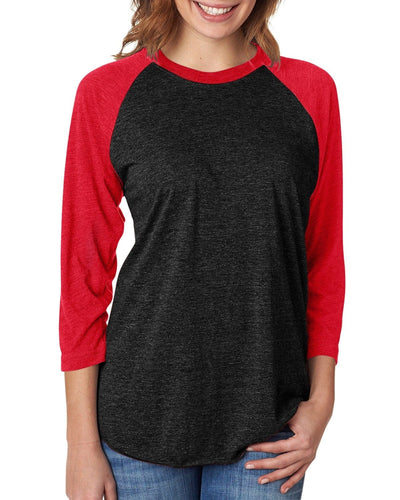 Next Level Unisex Triblend 3/4-Sleeve Raglan Tee 6051 | Vin Red/ Vin Blk - Front