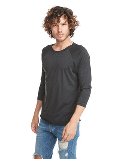 Next Level Unisex Triblend 3/4-Sleeve Raglan Tee 6051 | Vin Blk/ Vin Blk - Front