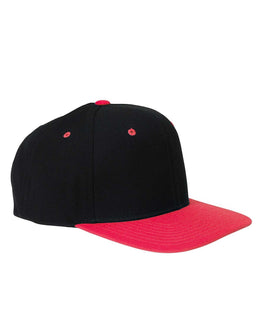 Yupoong 6-Panel Structured Flat Visor Cap 6089 | Black/ Red - Front