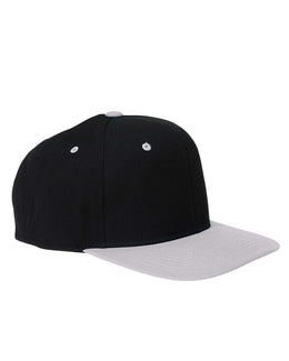 Yupoong 6-Panel Structured Flat Visor Cap 6089 | Black/ Silver - Front