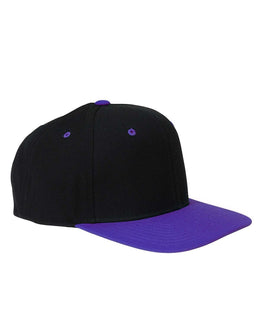 Yupoong 6-Panel Structured Flat Visor Cap 6089 | Black/ Purple - Front