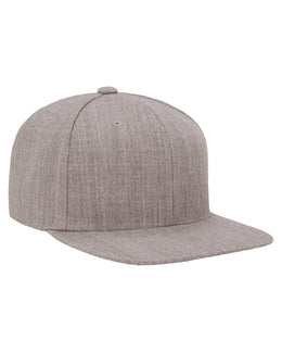 Yupoong 6-Panel Structured Flat Visor Cap 6089 | Heather Grey - Front