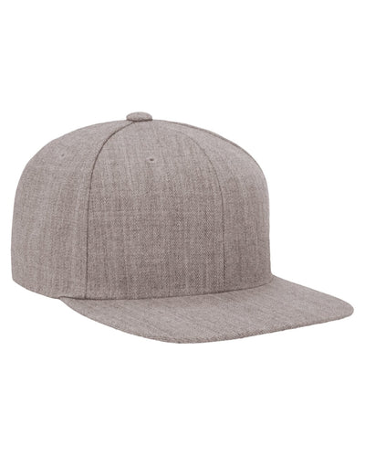 Yupoong 6-Panel Structured Flat Visor Cap 6089 | Heather Grey - Front