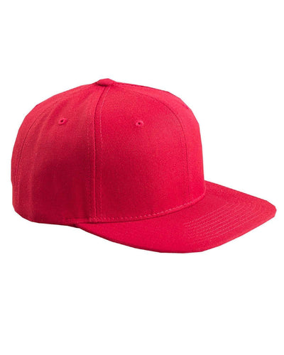 Yupoong 6-Panel Structured Flat Visor Cap 6089 | Red - Front