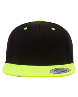 Yupoong 6-Panel Structured Flat Visor Cap 6089 | Black/ Neon Lime - Front