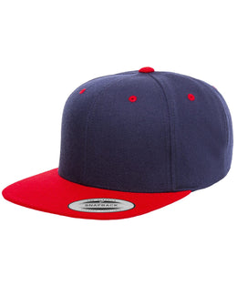 Yupoong 6-Panel Structured Flat Visor Cap 6089 | Navy/ Red - Front