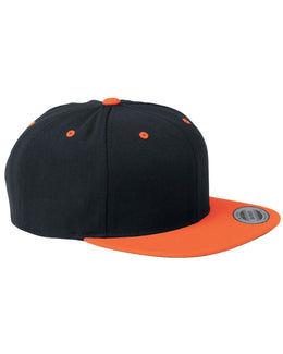 Yupoong 6-Panel Structured Flat Visor Cap 6089 | Blck/ Neo Orange - Front
