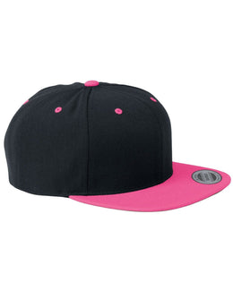 Yupoong 6-Panel Structured Flat Visor Cap 6089 | Black/ Neon Pink - Front