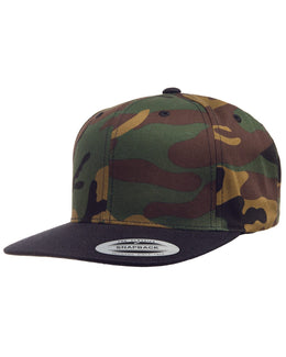 Yupoong 6-Panel Structured Flat Visor Cap 6089 | Camo/ Black - Front