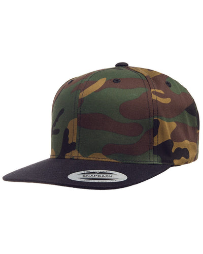 Yupoong 6-Panel Structured Flat Visor Cap 6089 | Camo/ Black - Front
