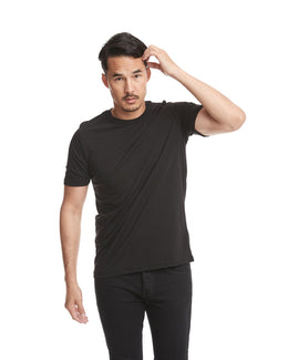 Next Level Mens Poly/Cotton Short Sleeve Crew T-Shirt 6200 | Black - Front