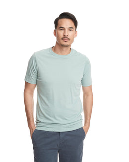 Next Level Mens Poly/Cotton Short Sleeve Crew T-Shirt 6200 | Stonewash Green - Front