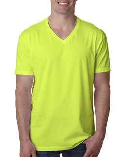 Next Level Mens Premium CVC V-Neck Tee 6240 | Neon Yellow - Front