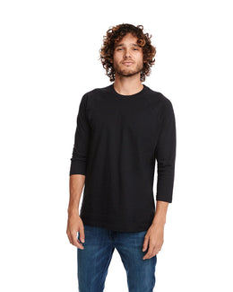 Next Level Unisex CVC 3/4 Sleeve Raglan Baseball T-Shirt 6251 | Black/ Black - Front