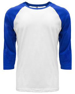 Next Level Unisex CVC 3/4 Sleeve Raglan Baseball T-Shirt 6251 | Royal/ White - Front
