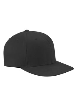 Yupoong Wooly Twill Pro Baseball On-Field Cap with Flat Bill 6297F | Black - Front