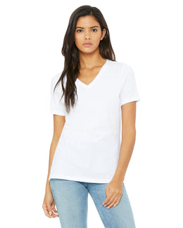 Bella+Canvas Ladies Missy V-Neck T-Shirt 6405 | White - Front
