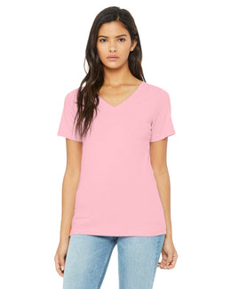 Bella+Canvas Ladies Missy V-Neck T-Shirt 6405 | Pink - Front
