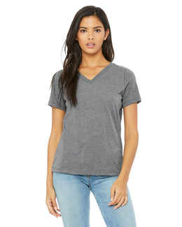 Bella+Canvas Ladies Missy V-Neck T-Shirt 6405 | Grey Triblend - Front