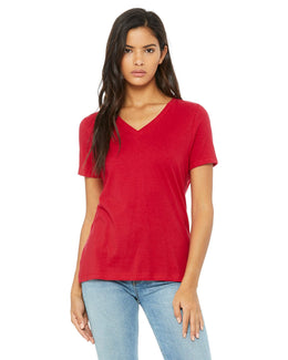 Bella+Canvas Ladies Missy V-Neck T-Shirt 6405 | Red - Front