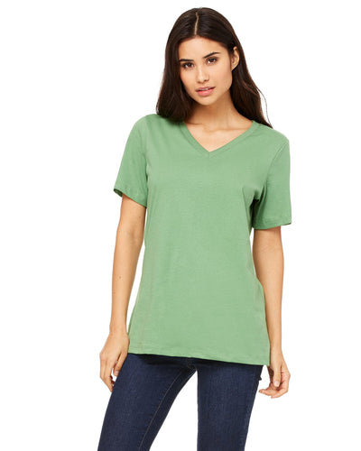 Bella+Canvas Ladies Missy V-Neck T-Shirt 6405 | Leaf - Front